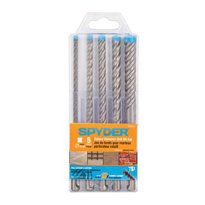5-Piece SDS-Plus 4-Cutter Full-Carbide Rotary Hammer Drill Bit Set