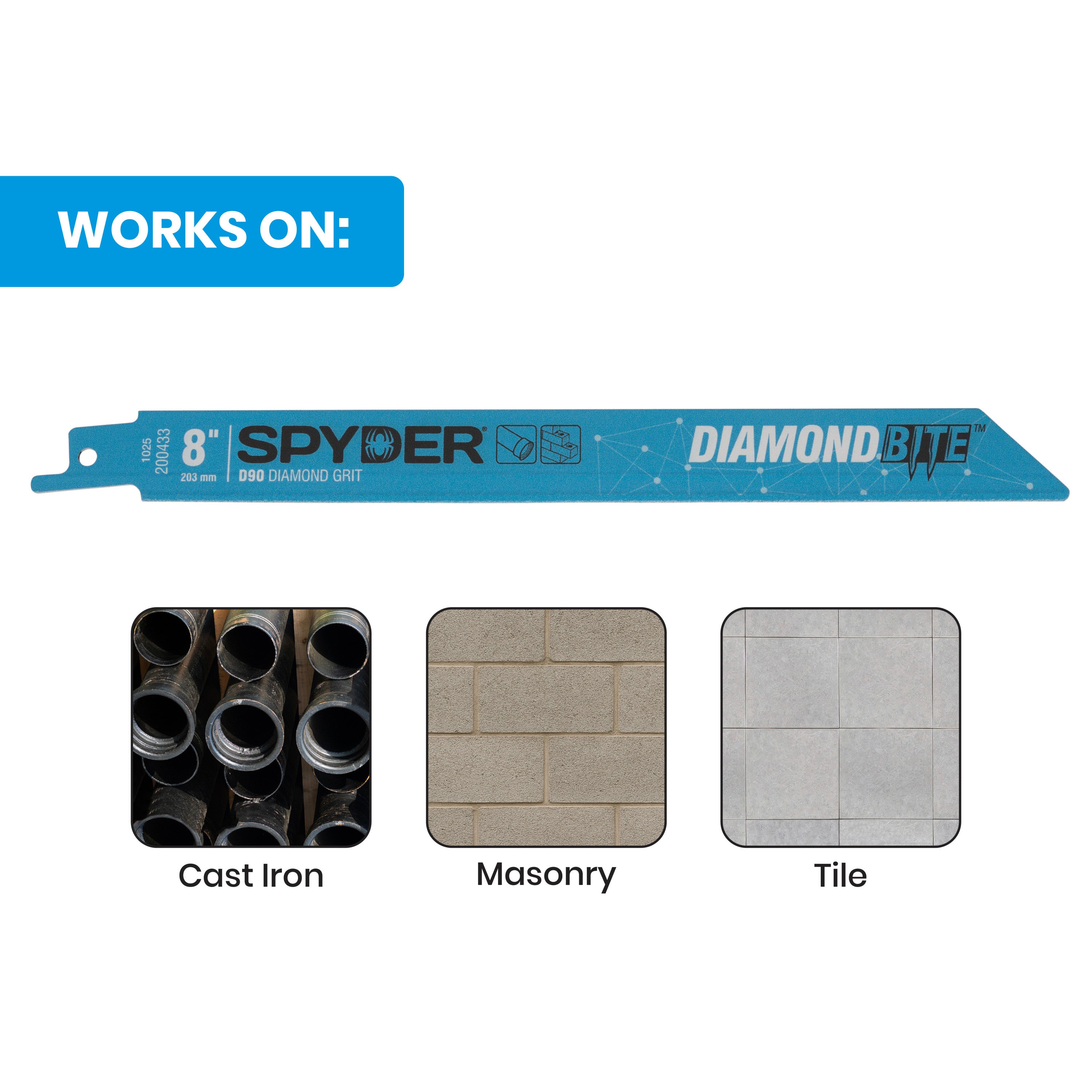 8" Diamond Grit Reciprocating Saw Blade Diamond Bite™