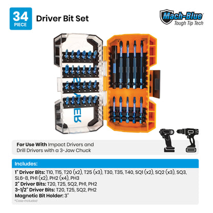 34-Piece Impact Driver Bit Set Mach-Blue™