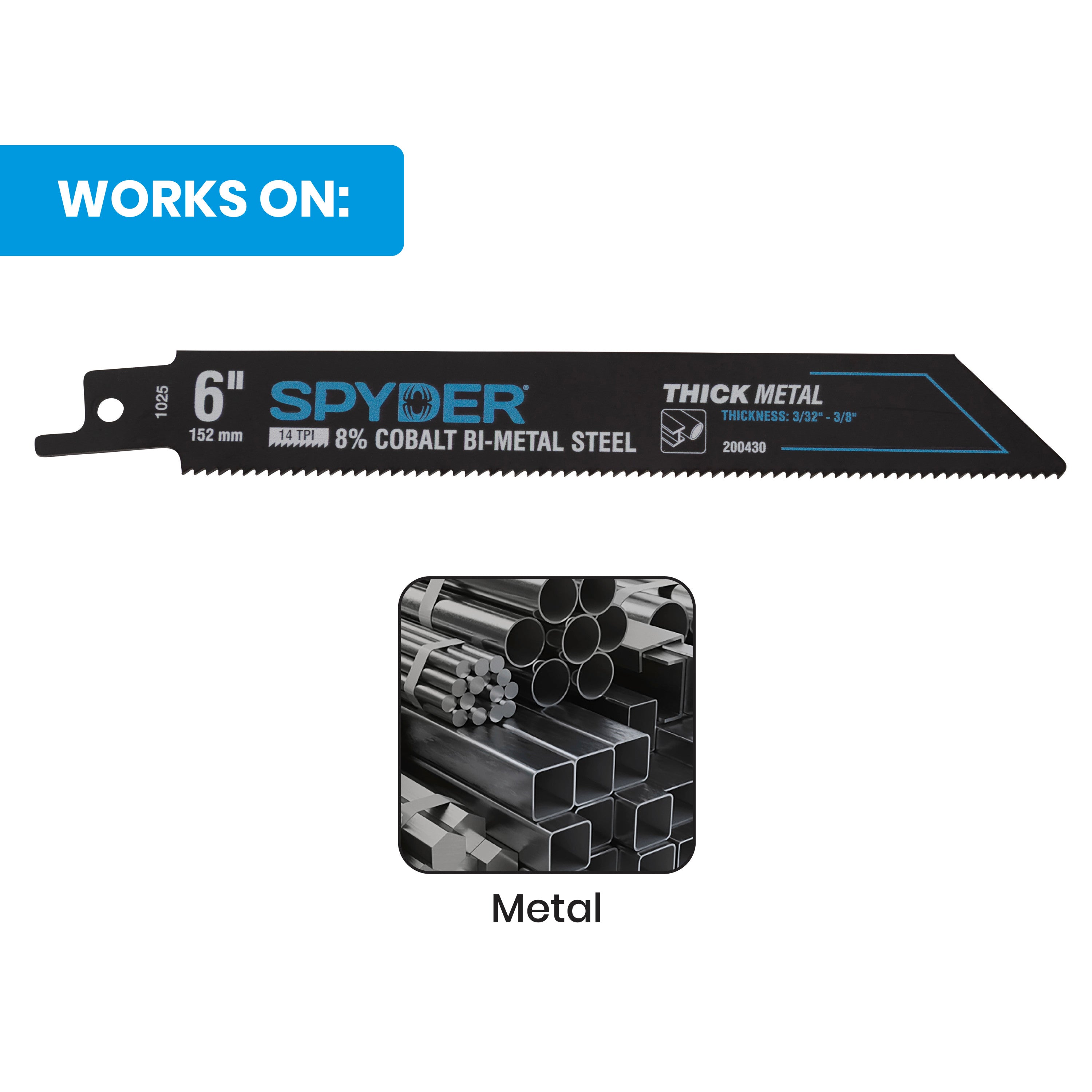 6" 14 TPI Metal Cutting Bi-Metal Thick Reciprocating Saw Blade Black Series™