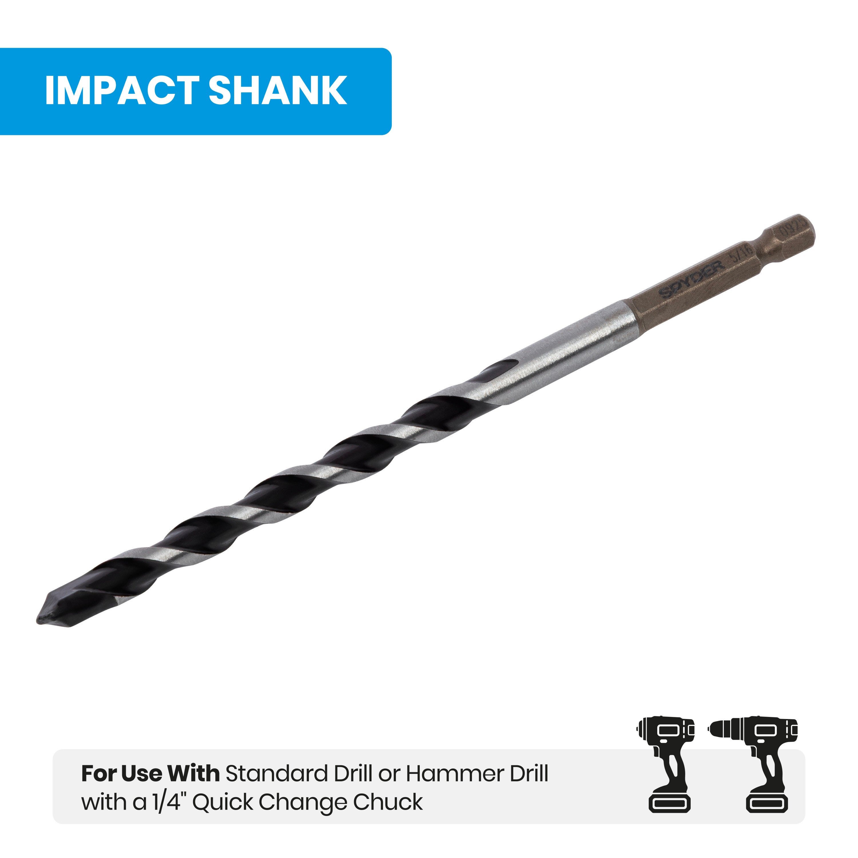 5/16" x 6" Impact Shank Hammer Drill Bit