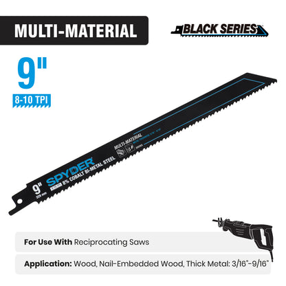 9" 8-10 TPI Bi-Metal Reciprocating Saw Blade Black Series™