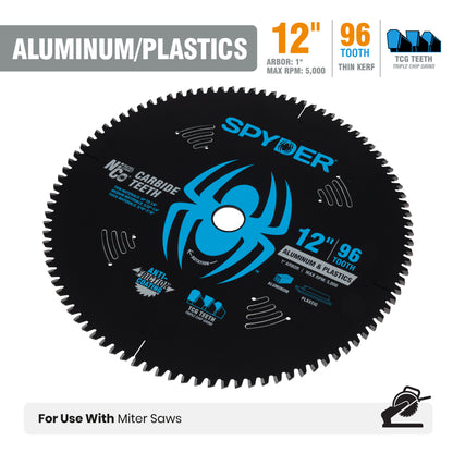 12" 96-Tooth Saw Blade for Medium Aluminum & Plastic