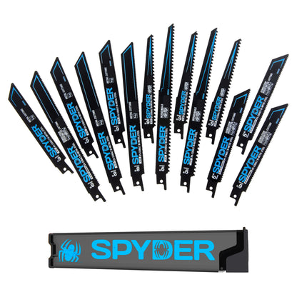 14-Piece 6, 8 & 9" Wood/Metal Cutting Bi-Metal Reciprocating Saw Blade Set (6, 14, 18, 10-14 TPI) Black Series™
