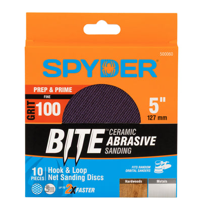 5" 100 Grit Ceramic Net Hook & Loop Sanding Discs (10-Pack) Bite