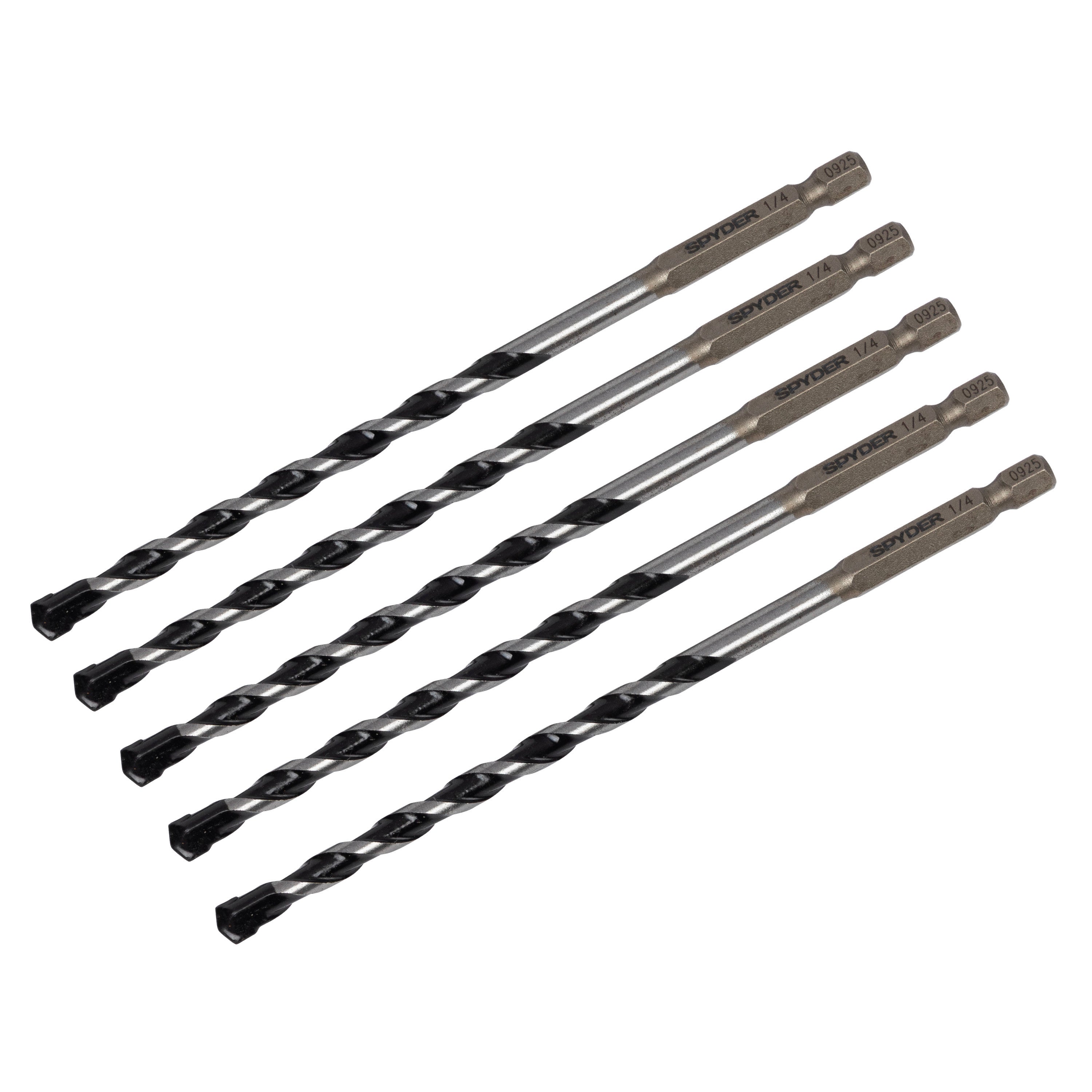 1/4" x 6" Impact Shank Hammer Drill Bit (5-Pack)