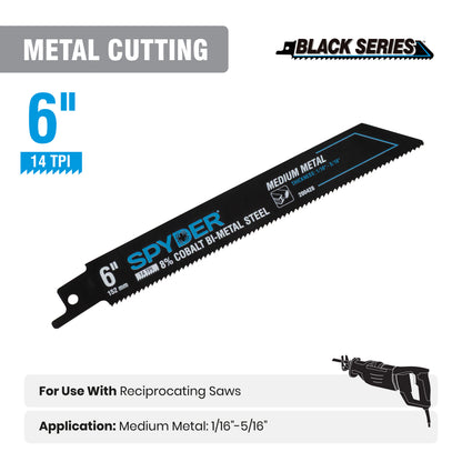 6" 14 TPI Metal Cutting Bi-Metal Reciprocating Saw Blade Black Series™