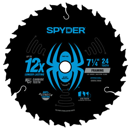 7-1/4" 24-Tooth TCT Framing Circular Saw Blade (10-Pack) Tarantula™