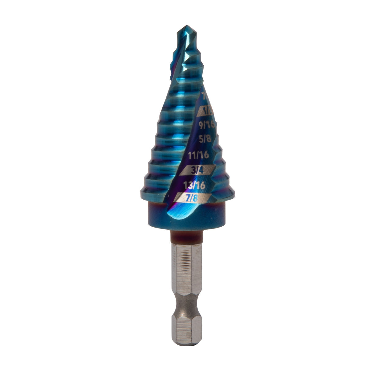 3/16 to 7/8" Hex Shank 12 Step Drill Bit Mach-Blue®