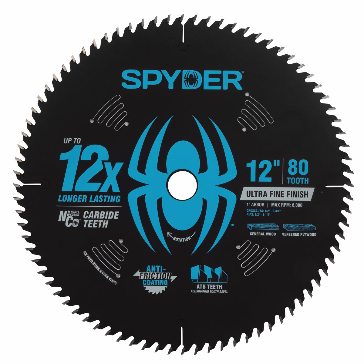 12" 80-Tooth Ultra Fine Finish Saw Blade for Wood