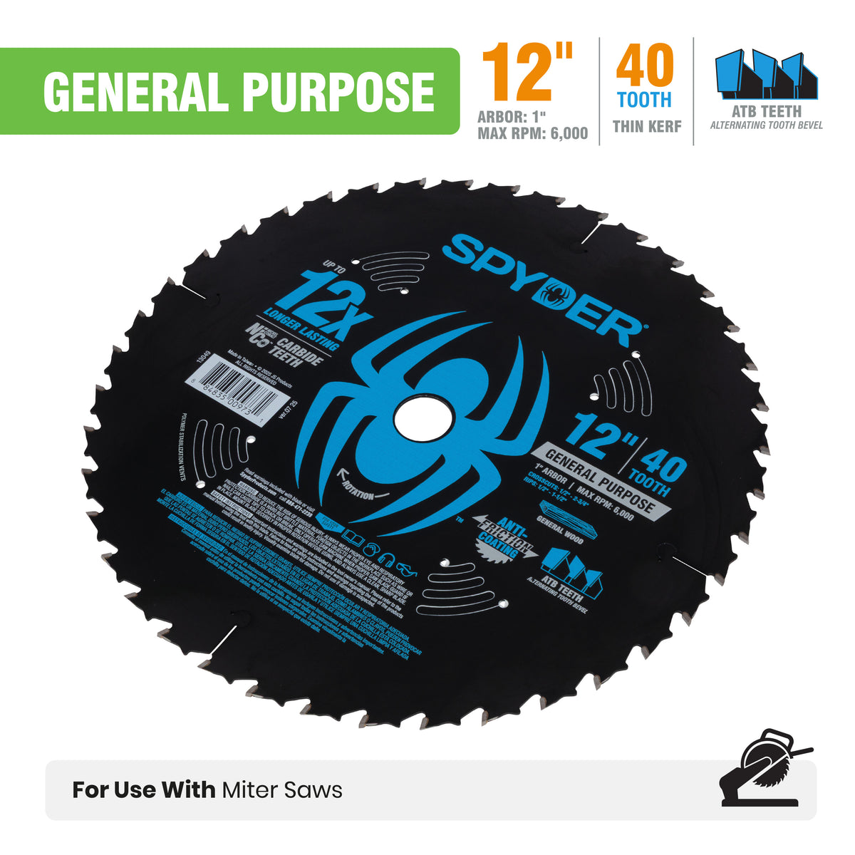 12" 40-Tooth General Purpose Saw Blade for Wood