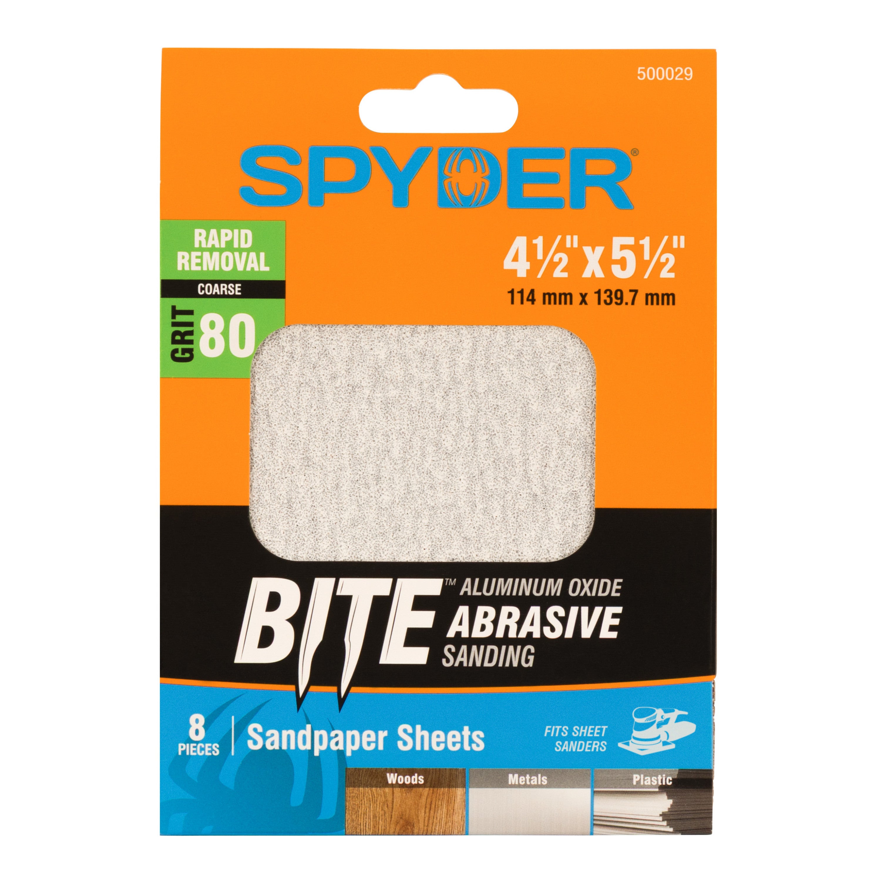 4.5" x 5.5" 80 Grit Aluminum Oxide with Stearate Sandpaper Sheets (8-Pack)