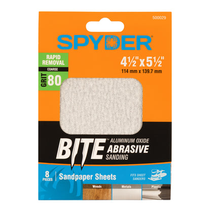 4.5" x 5.5" 80 Grit Aluminum Oxide with Stearate Sandpaper Sheets (8-Pack)