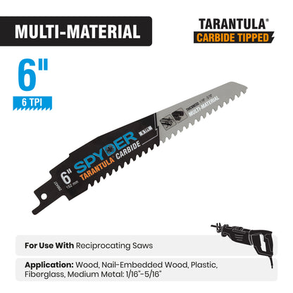6" 6 TPI Carbide Toothed Reciprocating Saw Blade Tarantula®