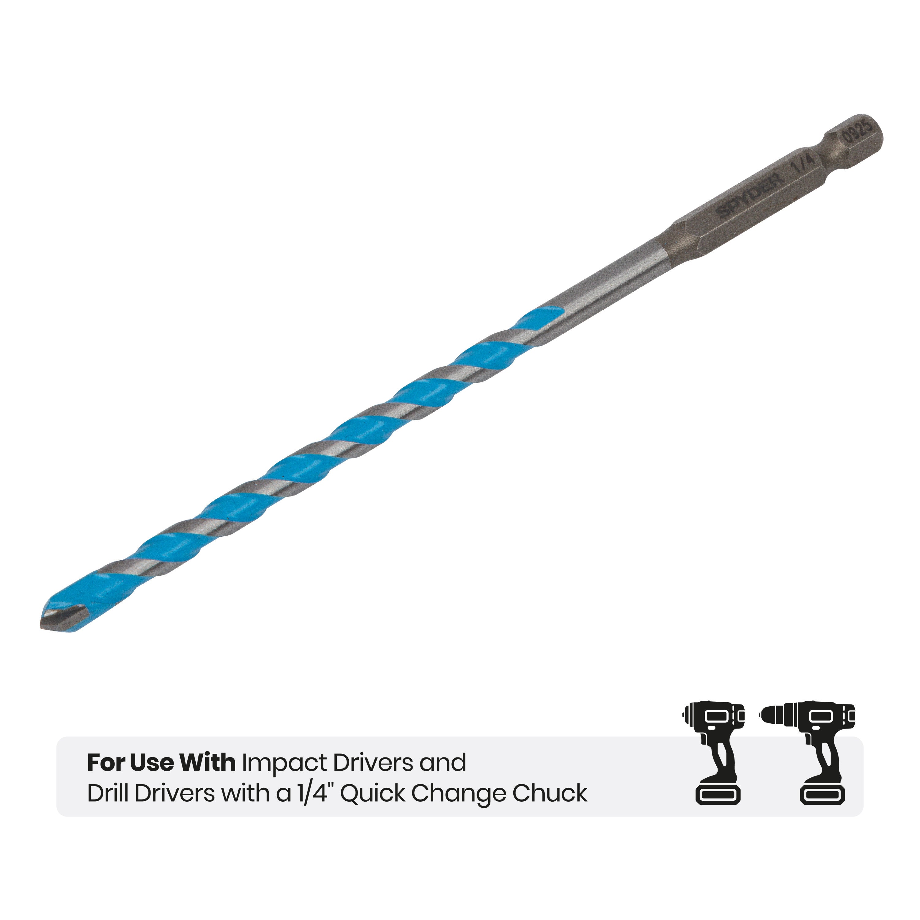 1/4" x 6" Impact Shank Carbide-Tipped Multiconstruction Masonry Drill Bit