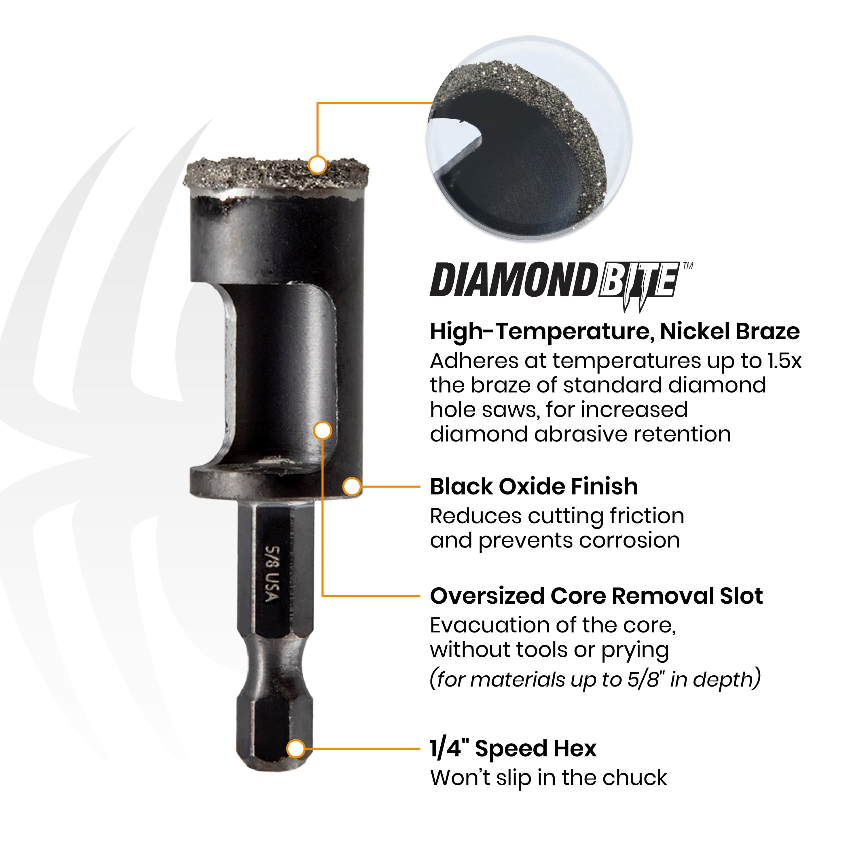 3-Piece Diamond Edge Hole Saw Bit Set (3/16, 1/4, 1/2")
