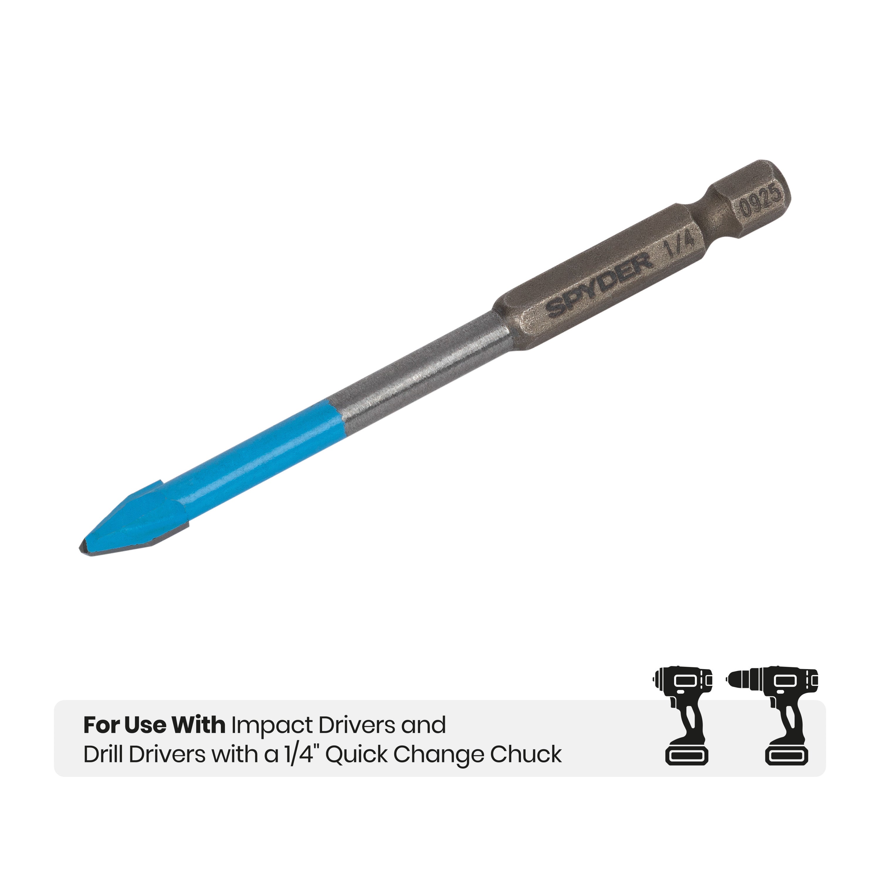 1/4" x 3.5" Quick-Release Hex Shank Carbide-Tipped Glass & Tile Drill Bit