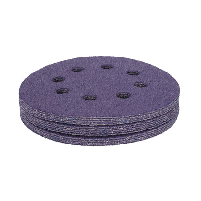 5" x 8-Hole 40 Grit Ceramic with Stearate Sanding Discs (15-Pack)