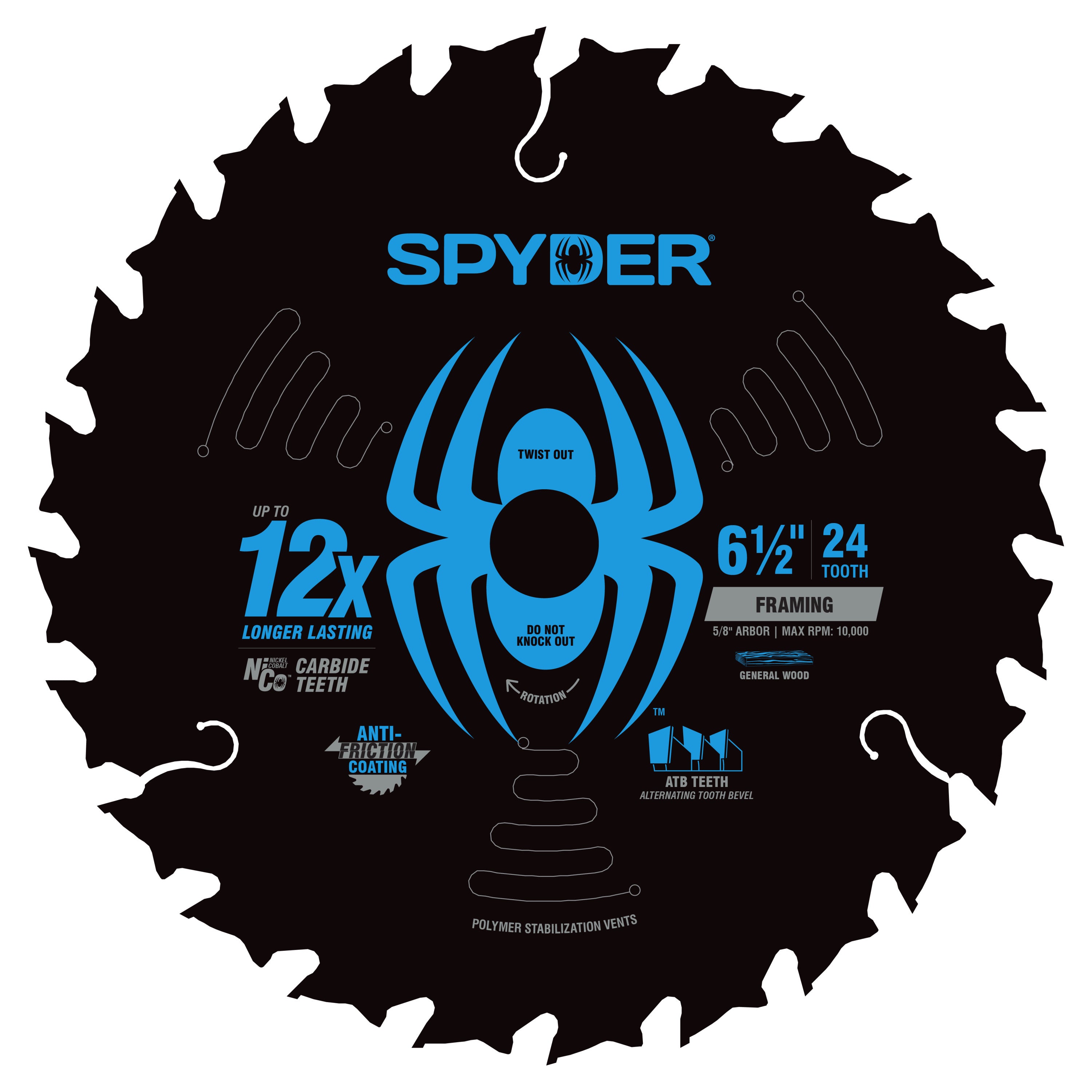 6-1/2" 24-Tooth Circular Saw Blade (2-Pack) Tarantula™