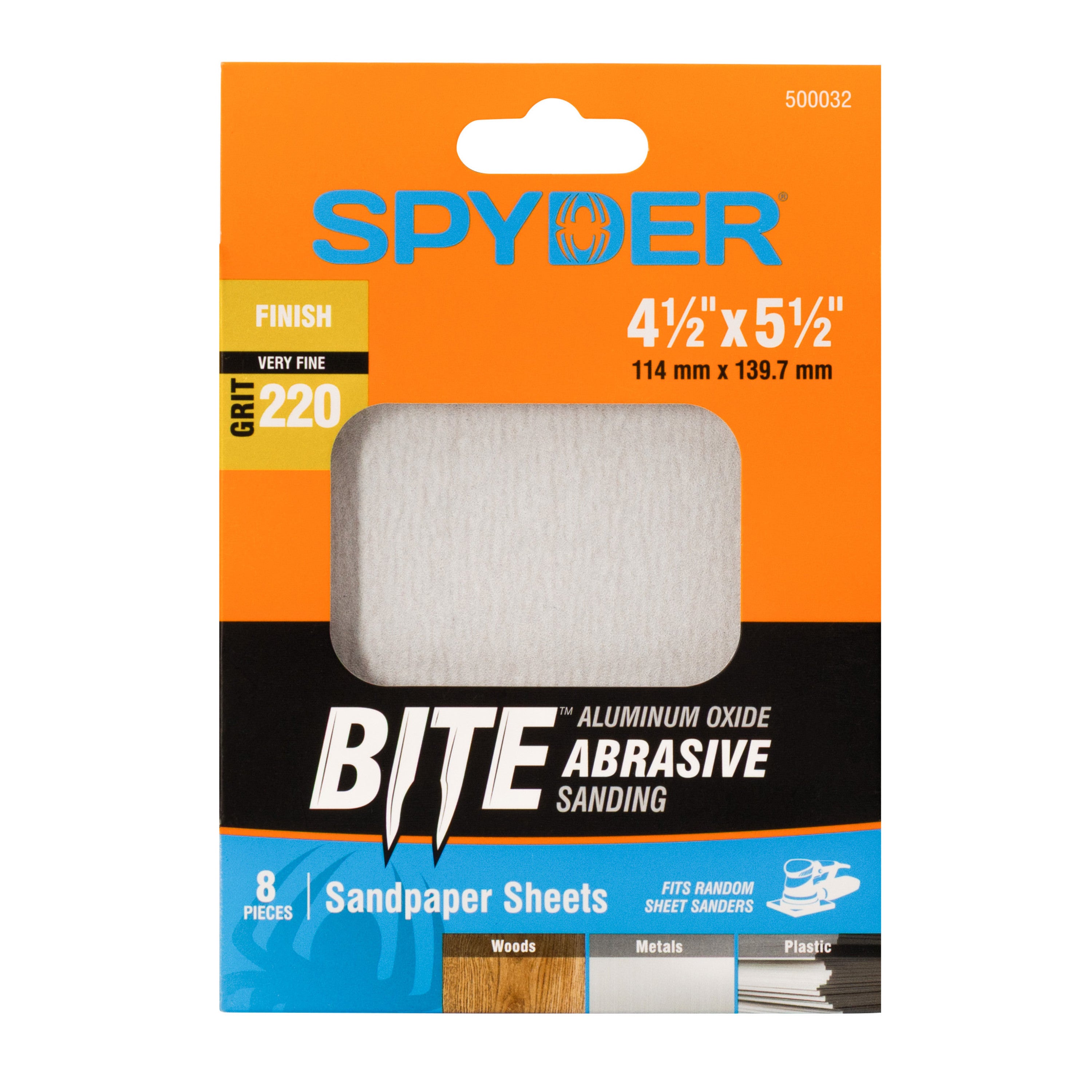 4.5" x 5.5" 220 Grit Aluminum Oxide with Stearate Sandpaper Sheets (8-Pack)