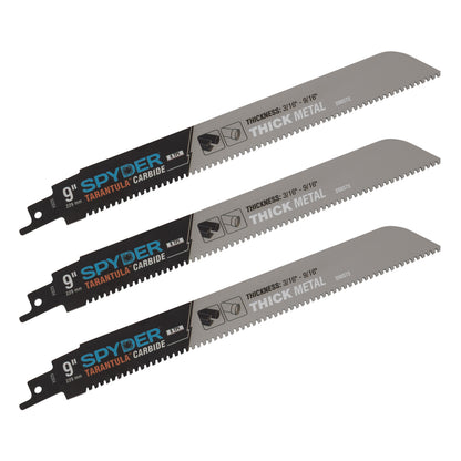 9" 8 TPI Metal Cutting Carbide Toothed Reciprocating Saw Blade (3-Pack) Tarantula®