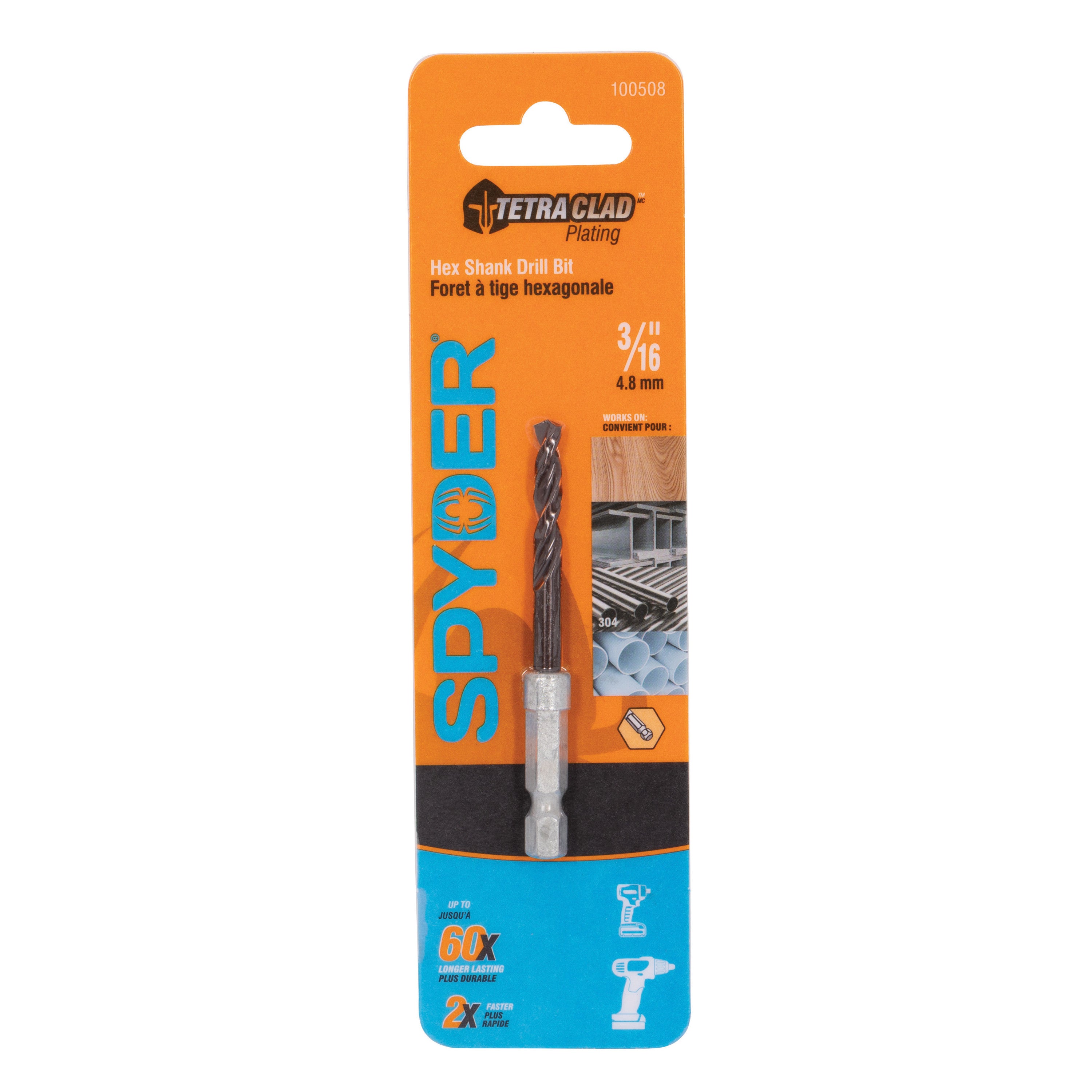 3/16" Hex Shank Drill Bit TetraClad™