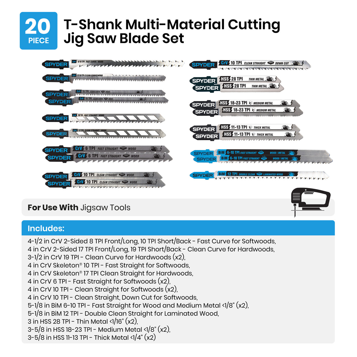 20-Piece Multi-Material Jig Blade Set Skeleton™