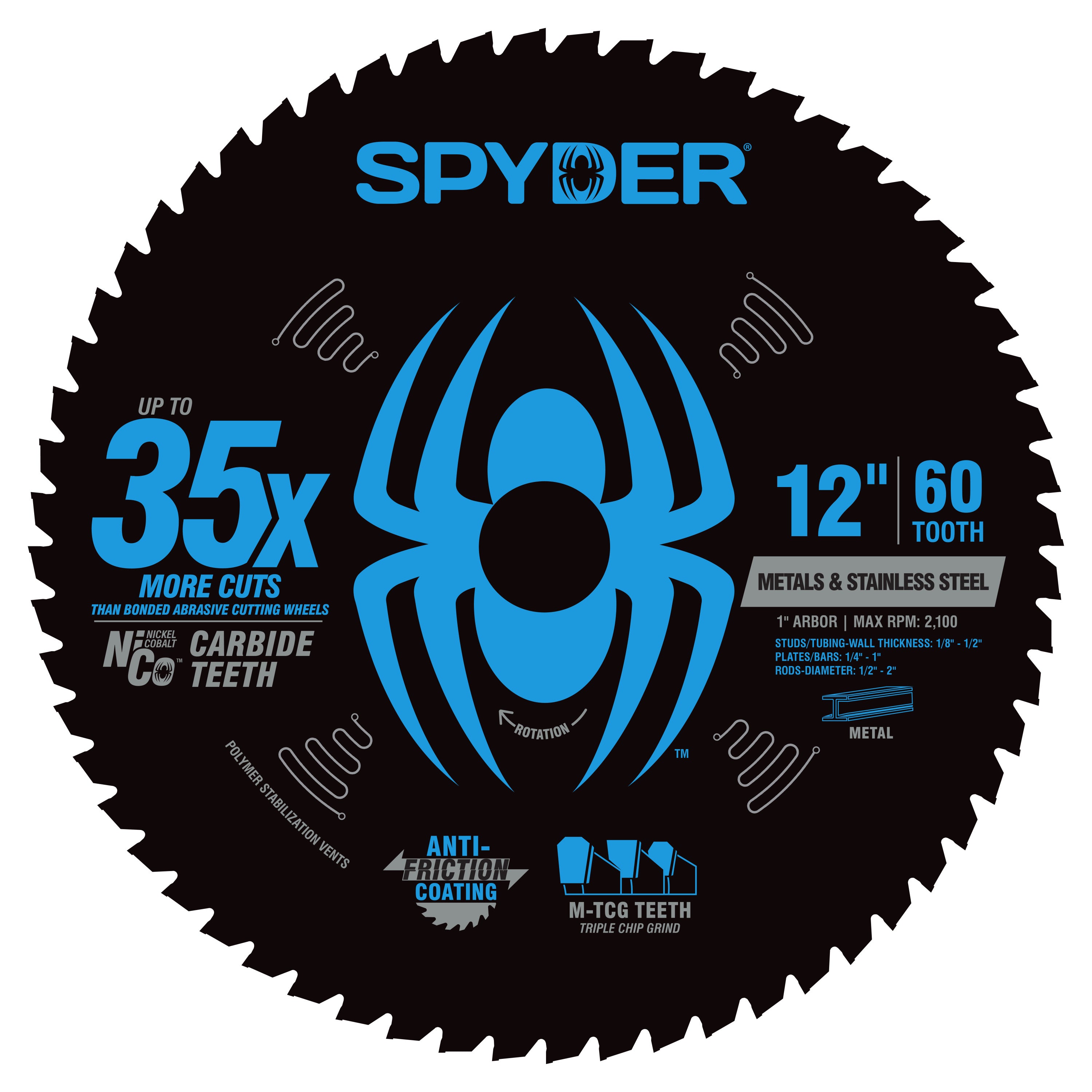 Lame de scie circulaire en acier TCT Tarantula™ 12" 60 dents