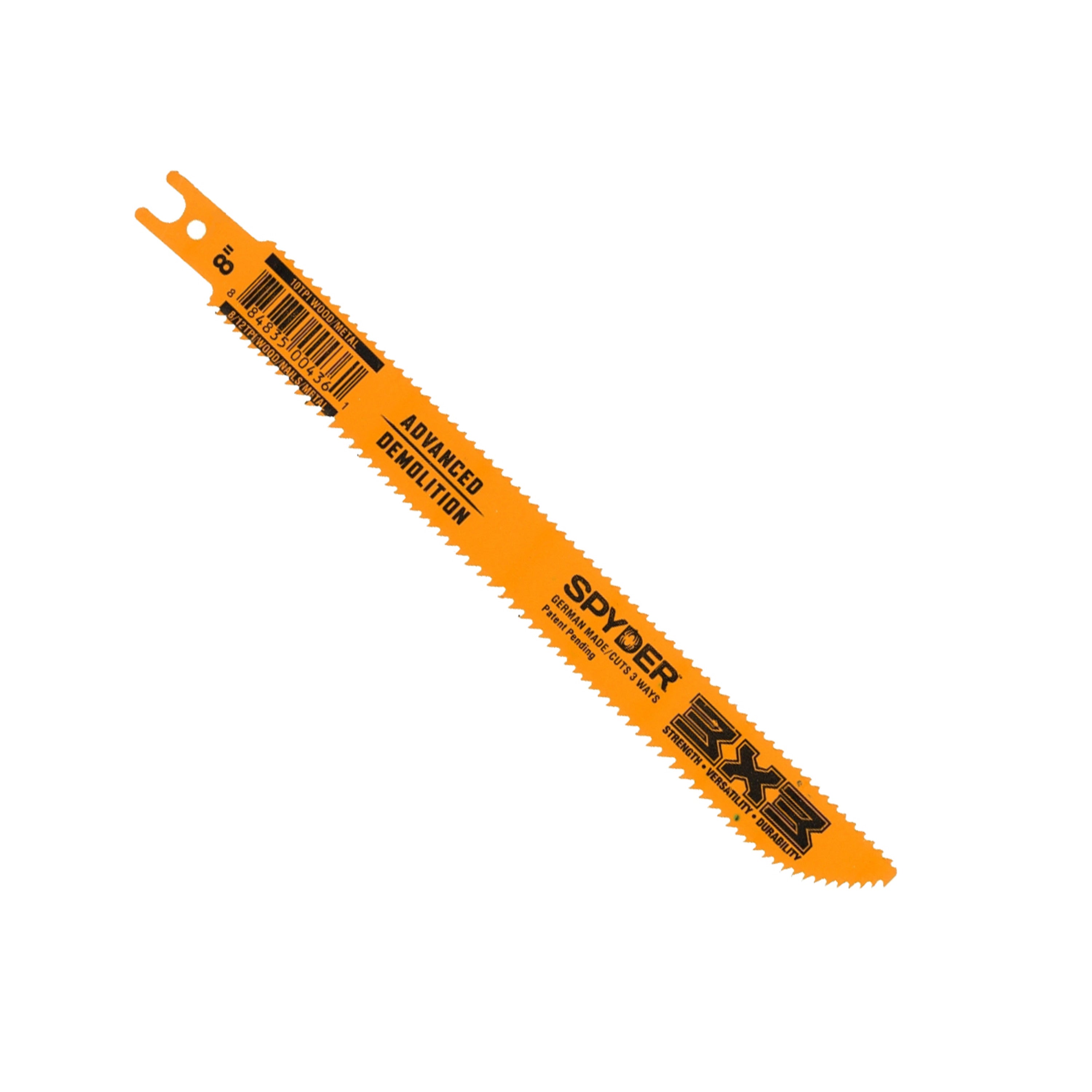 Hoja de sierra recíproca de doble cara 3X3™ de 8" para demostración avanzada de corte de madera y metal, 8/10 TPI