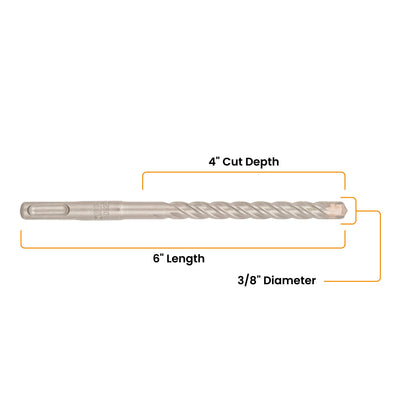 3/8" x 6" SDS-Plus 4-Cutter Carbide-Tipped Rotary Hammer Drill Bit
