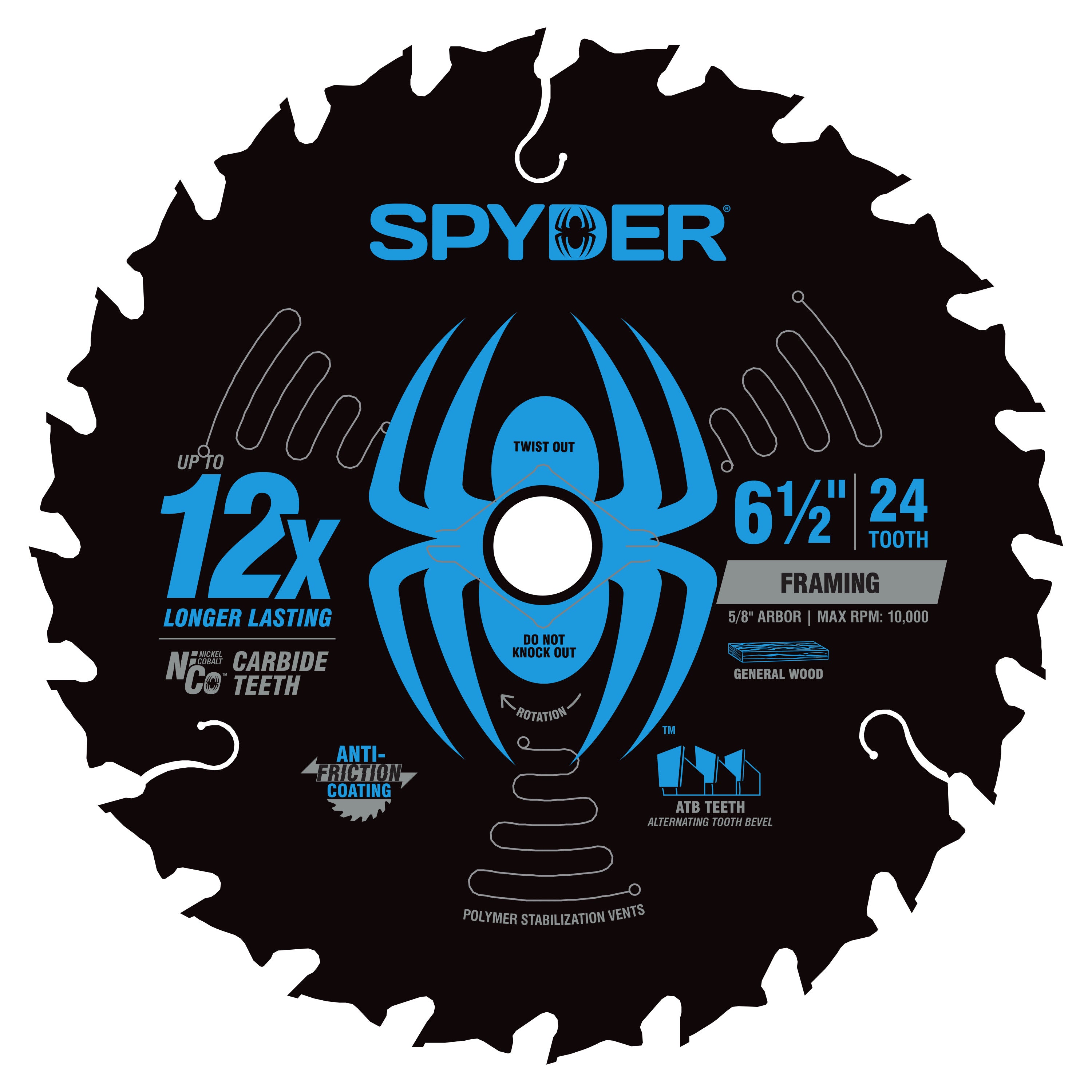 6-1/2" 24-Tooth TCT Framing Circular Saw Blade Tarantula™