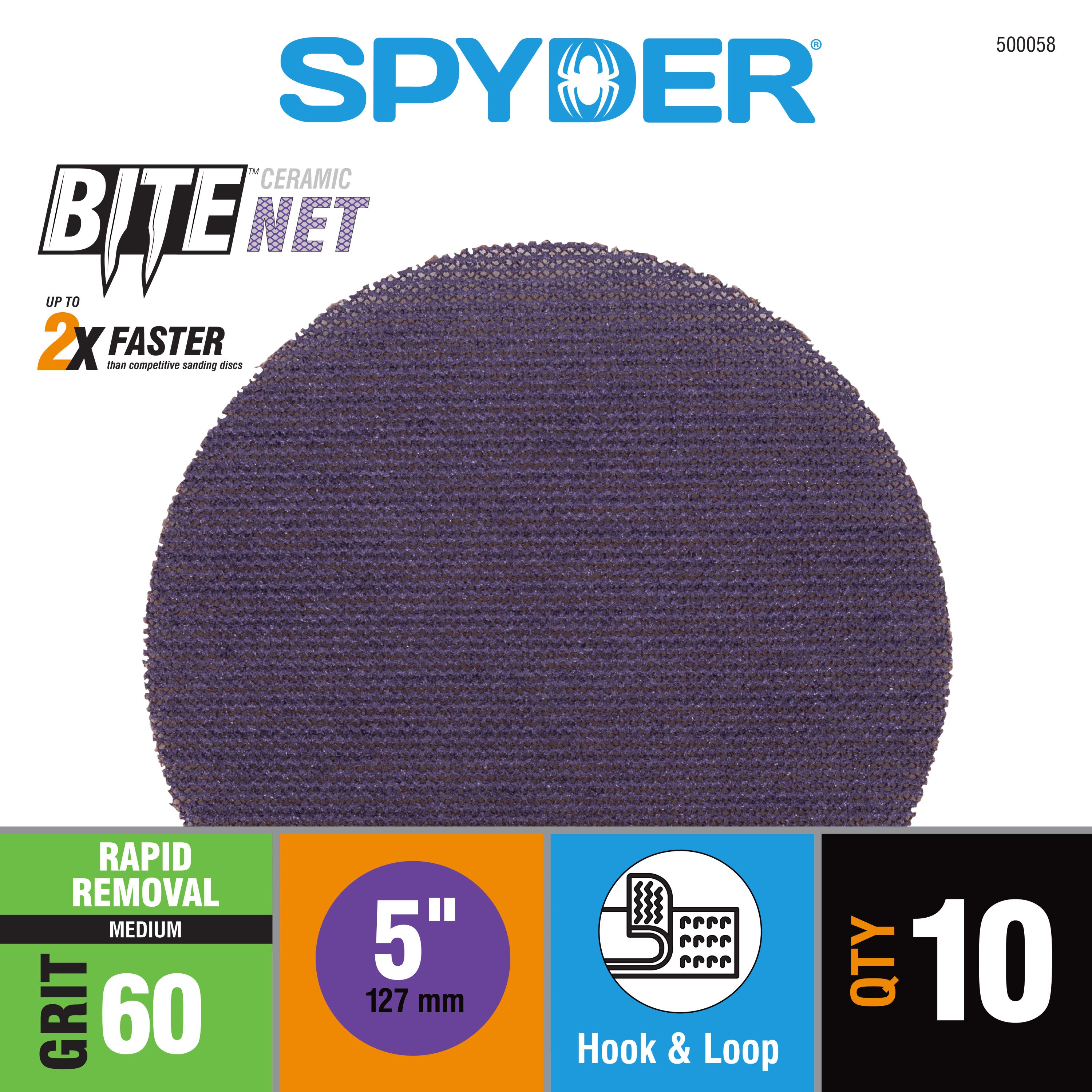 5" 60 Grit Ceramic Net Hook & Loop Sanding Discs (10-Pack) Bite