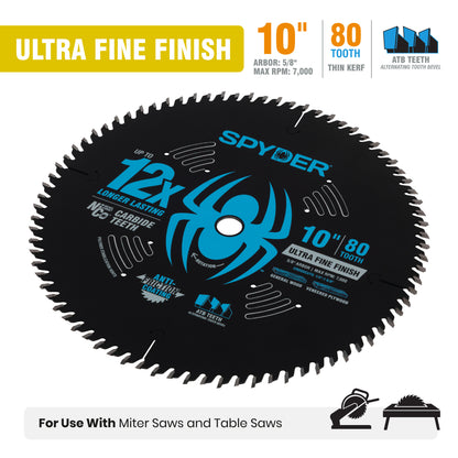 10" 80-Tooth Ultra Fine Finish Saw Blade for Wood