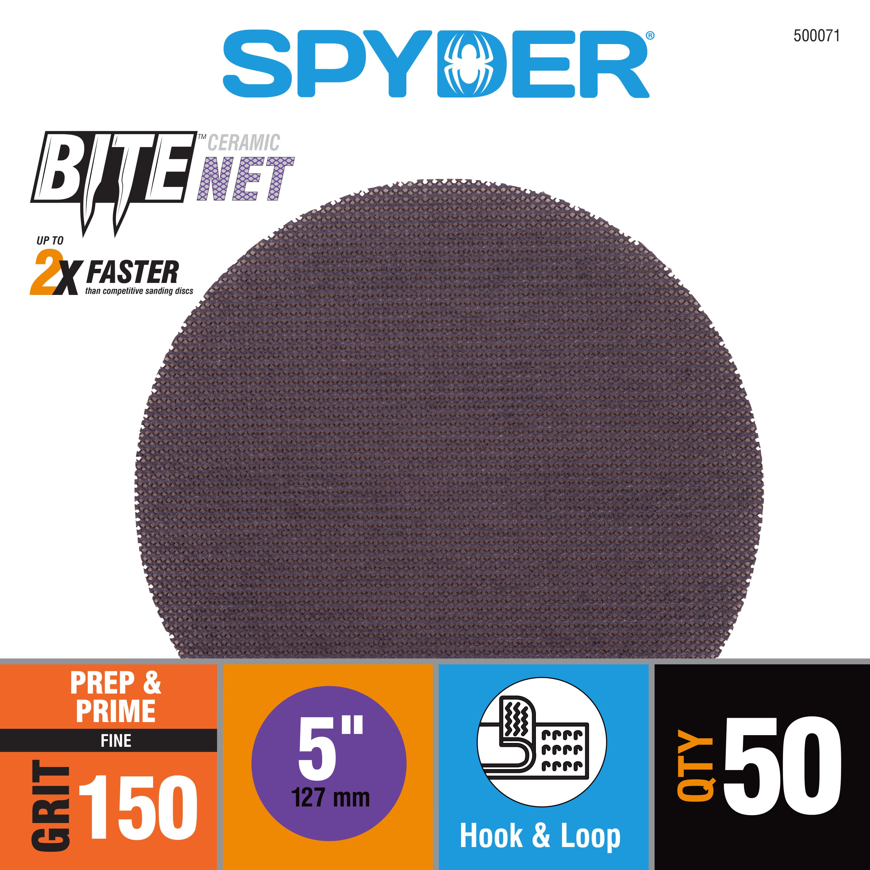 5" 150 Grit Ceramic Net Hook & Loop Sanding Discs (50-Pack) Bite