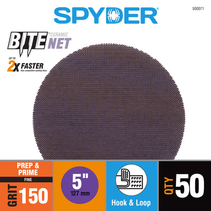 5" 150 Grit Ceramic Net Hook & Loop Sanding Discs (50-Pack) Bite
