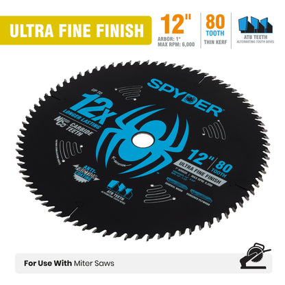 12" 80-Tooth Ultra Fine Finish Saw Blade for Wood