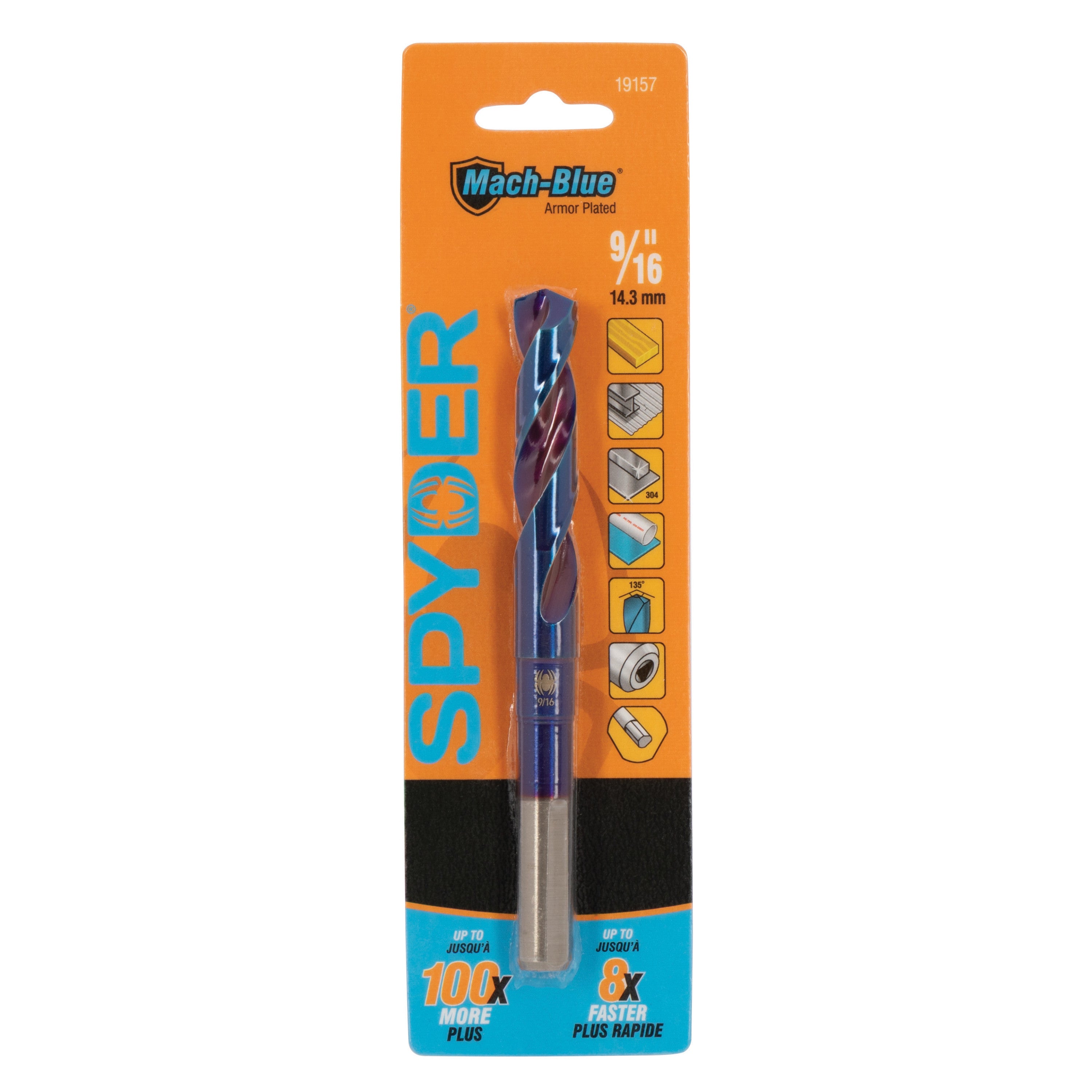 9/16"  Tri-Flat Shank S&D Drill Bit Mach-Blue®