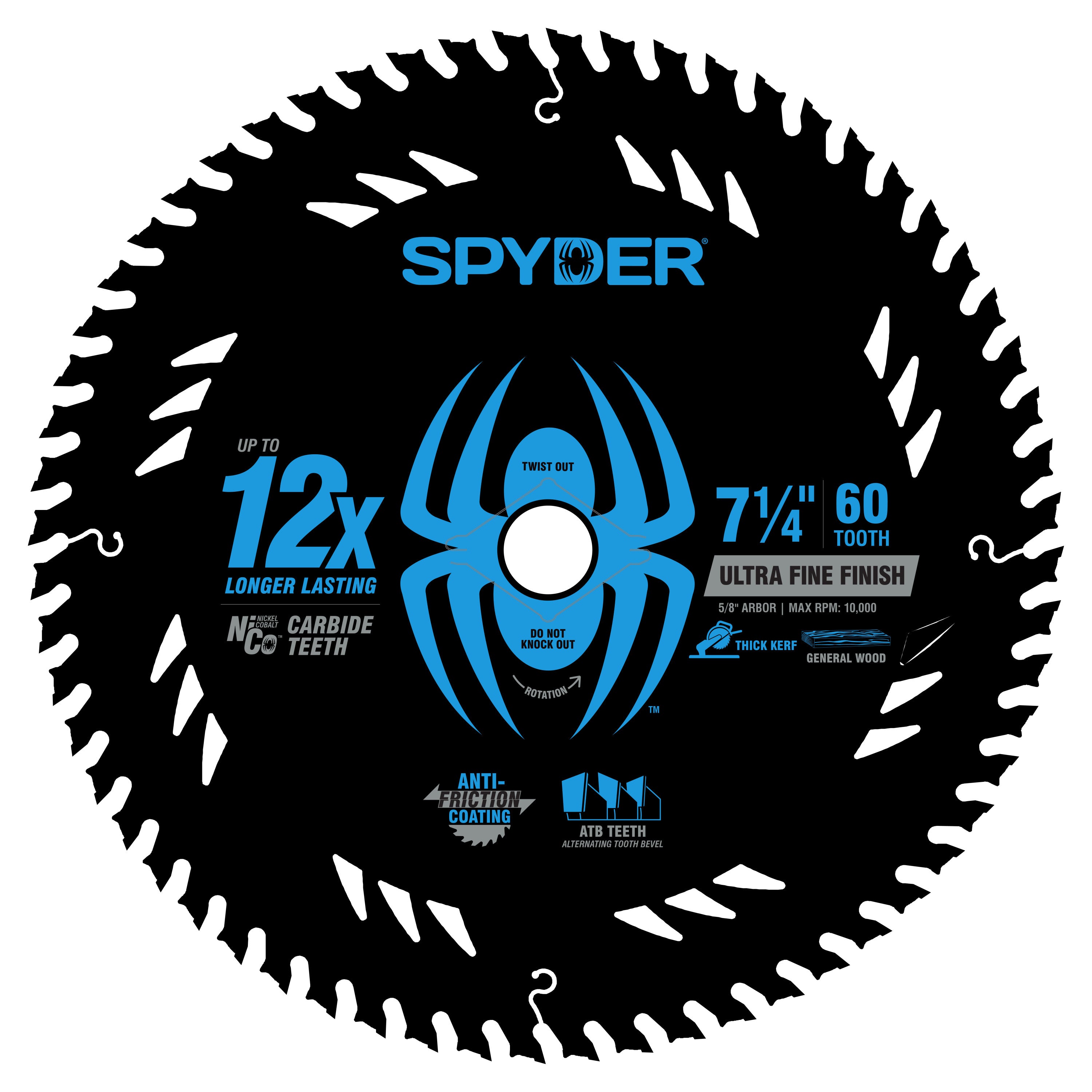 7-1/4" 60-Tooth Thick Kerf Ultra Fine Finish Saw Blade for Wood