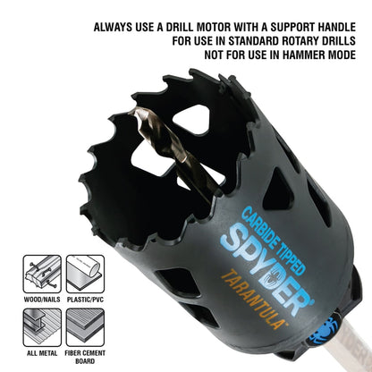 9-Piece Carbide Tipped Metal/Wood Cutting RCE Hole Saw Kit (1, 1-1/8, 1-3/8, 1-1/2, 2") Rapid Core Eject® Tarantula™