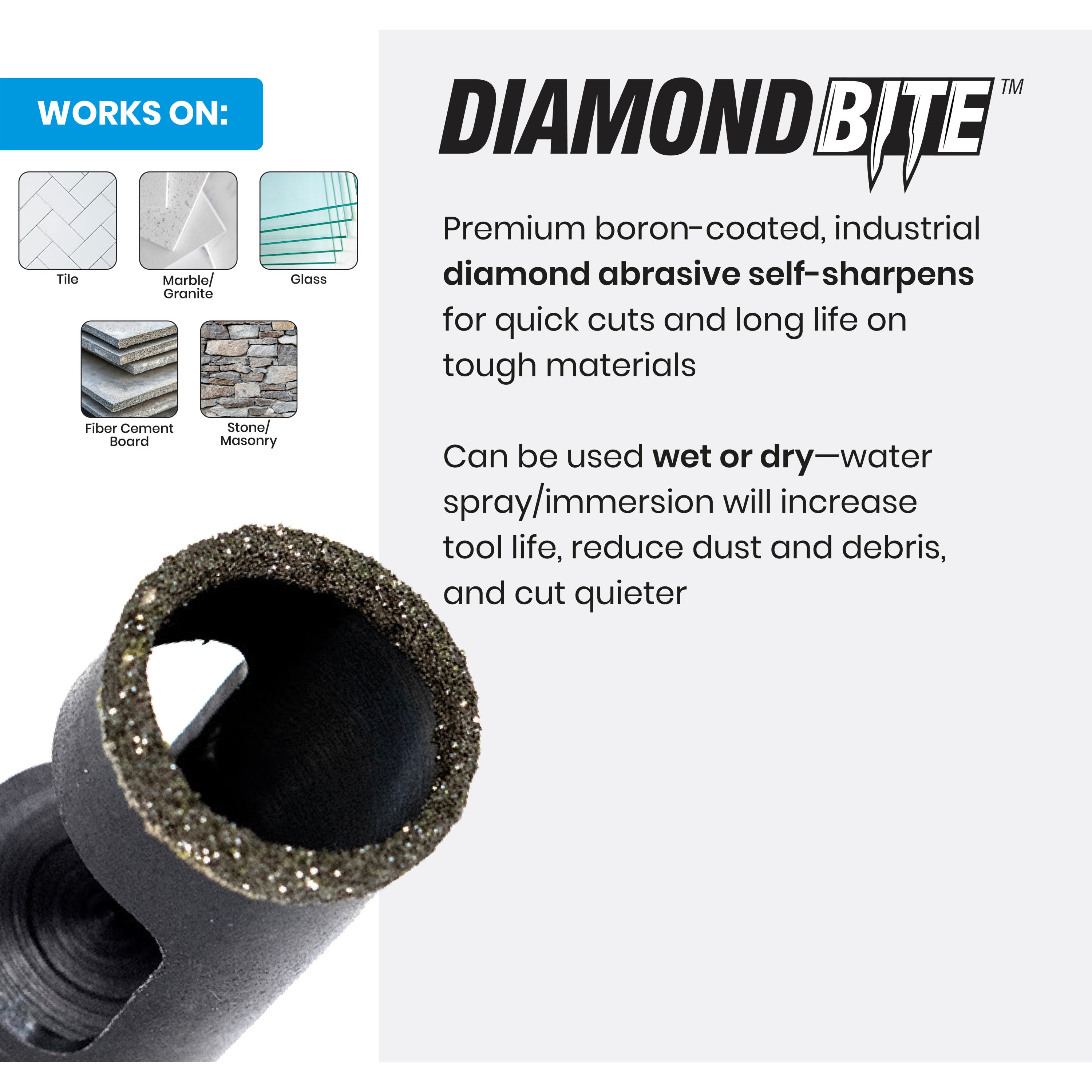 3-Piece Diamond Edge Hole Saw Bit Set (3/16, 1/4, 1/2")
