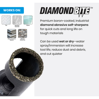 3-Piece Diamond Edge Hole Saw Bit Set (3/16, 1/4, 1/2")