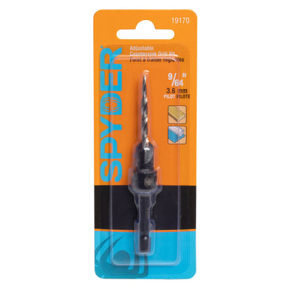 9/64" HSS Tapered Adjustable #6 Countersink Twist Drill Bit