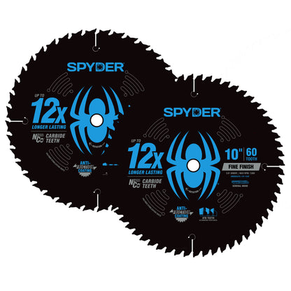 2-Piece 10" 40-Tooth & 60-Tooth General Purpose & Fine Finish Combo Saw Blade Set for Wood