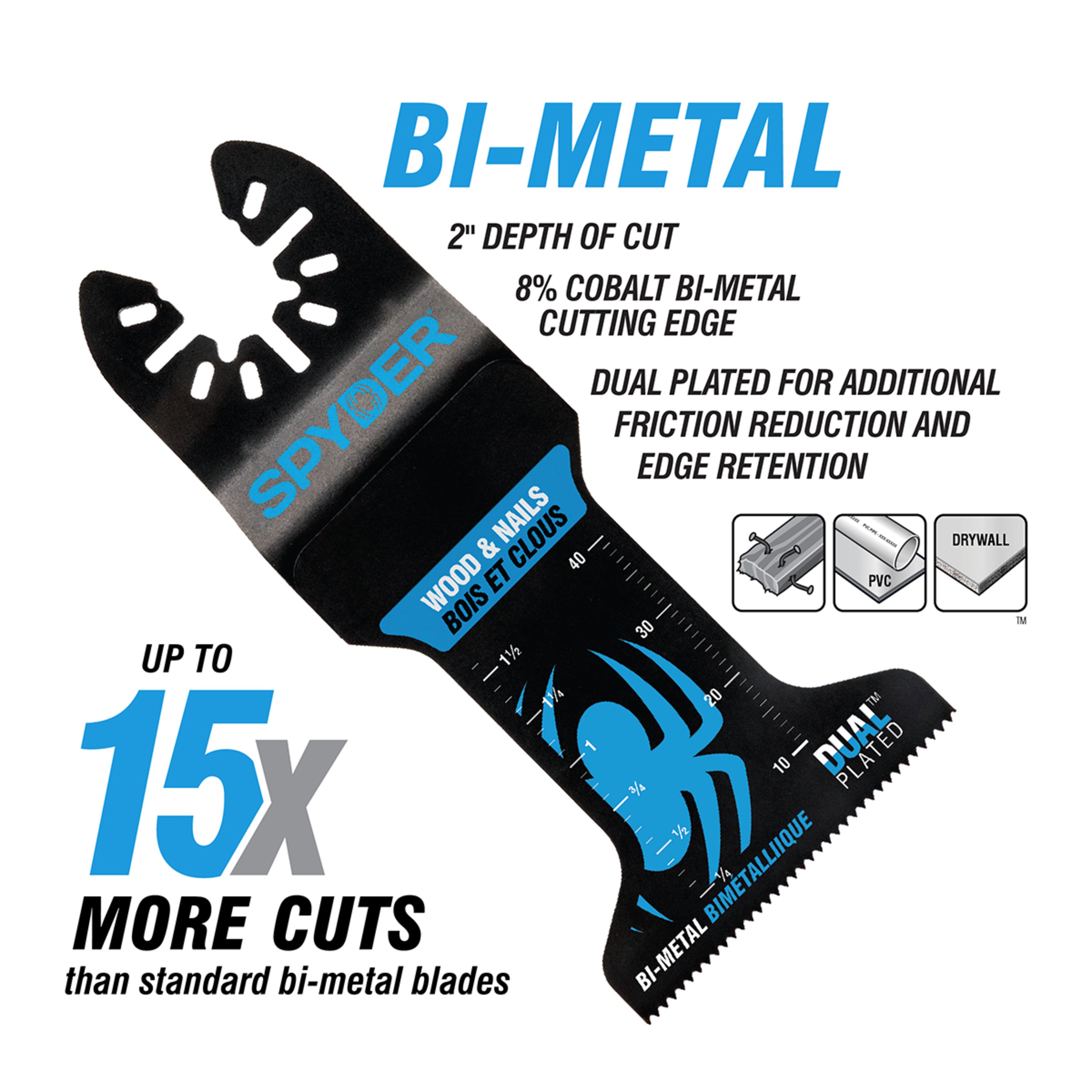 1.75" x 2" Bi-Metal Wood And Nail Cutting Oscillating Tool Blade