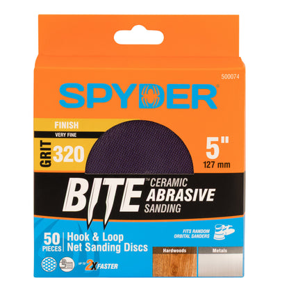 5" 320 Grit Ceramic Net Hook & Loop Sanding Discs (50-Pack) Bite