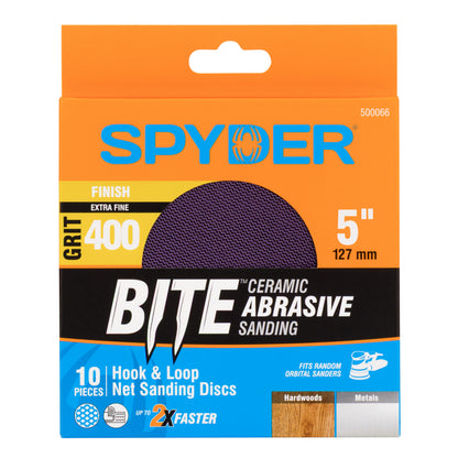 5" 400 Grit Ceramic Net Hook & Loop Sanding Discs (10-Pack) Bite