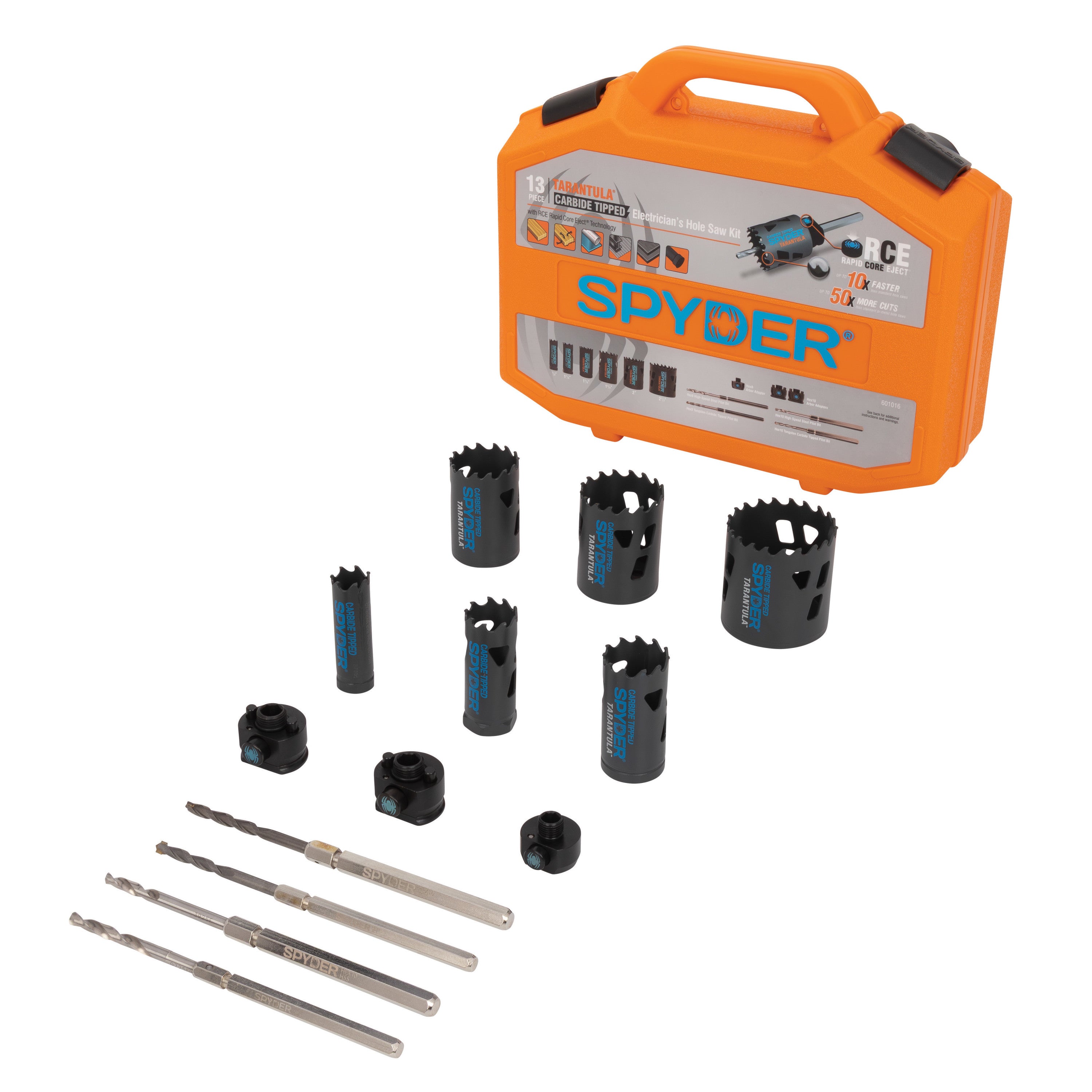 13-Piece Tarantula™ Carbide-Tipped Electricians Hole Saw Kit Rapid Core Eject® Tarantula™