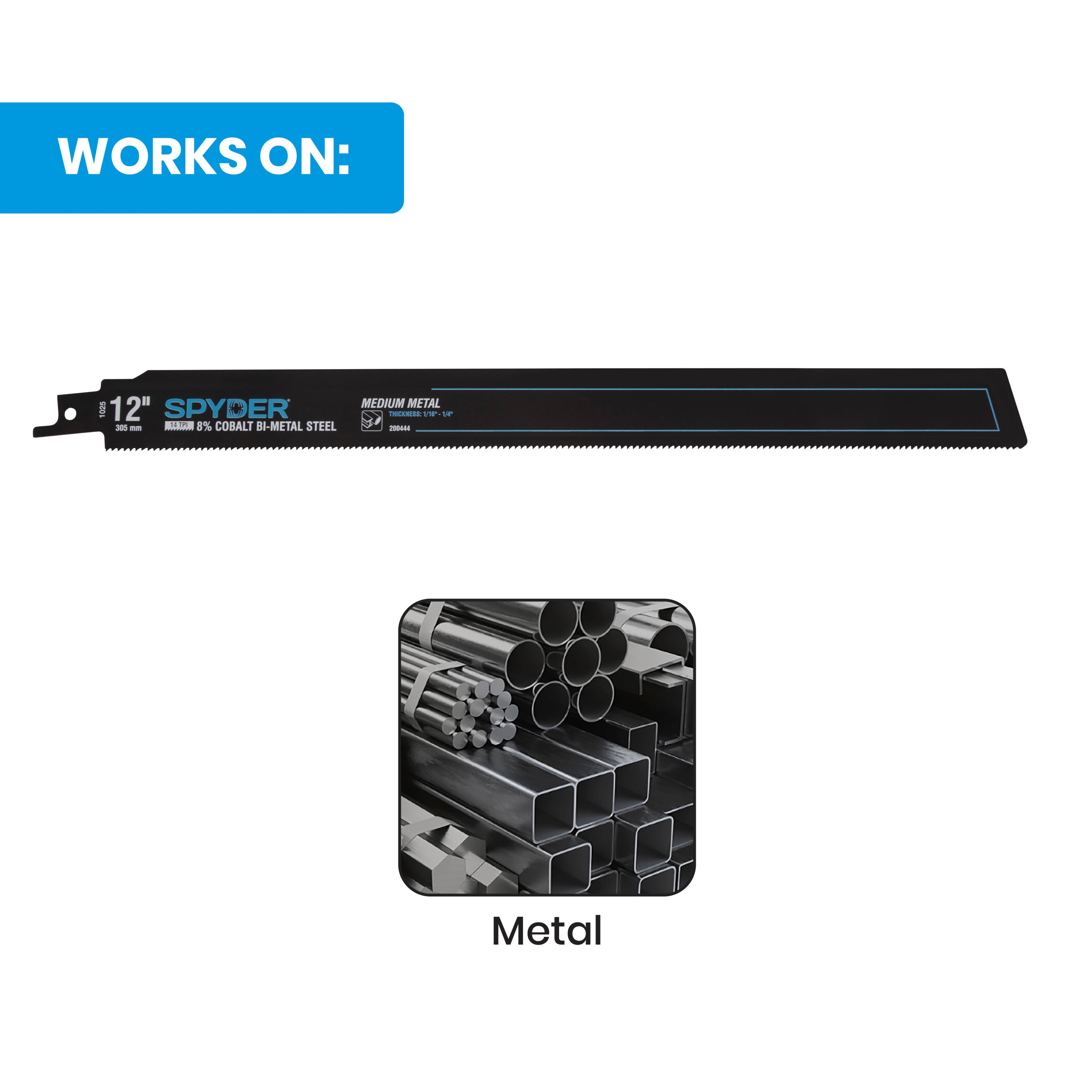 12" 14 TPI Metal Cutting Bi-Metal Reciprocating Saw Blade Black Series™