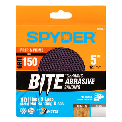 5" 150 Grit Ceramic Net Hook & Loop Sanding Discs (10-Pack)