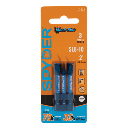2" SL8-10 Slotted Impact Driver Bit (3-Pack) Mach-Blue®